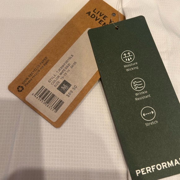 Eddie Bauer performance casual/dressy White Men's long sleeve button up Shirt - Picture 3 of 4